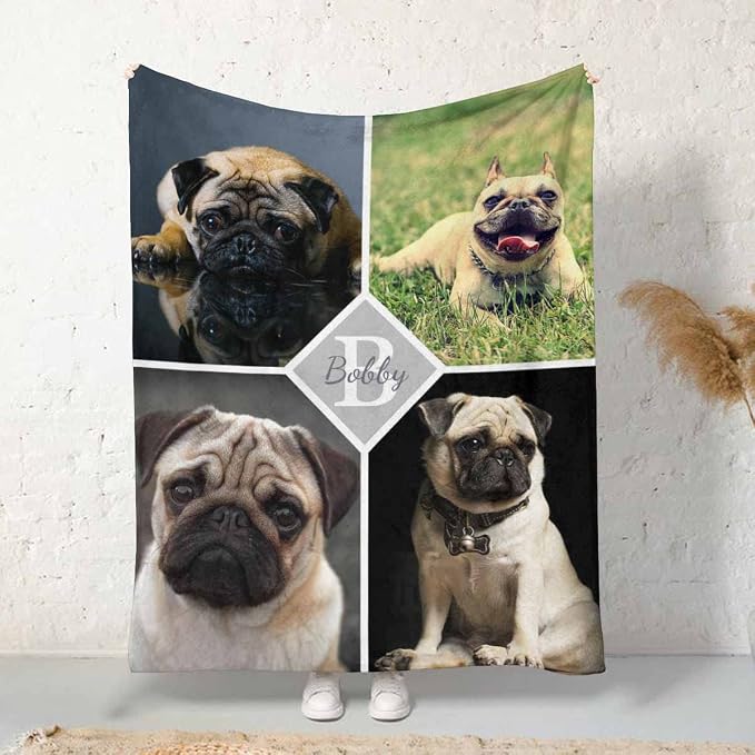 Personalized Pet Photo Blanket Dog Custom Loss of Dog Memorial Fleece Blankets Ultra-Soft Micro Throw Blanket Gift for Kids Grieving Pet Owner 30X40 Inch