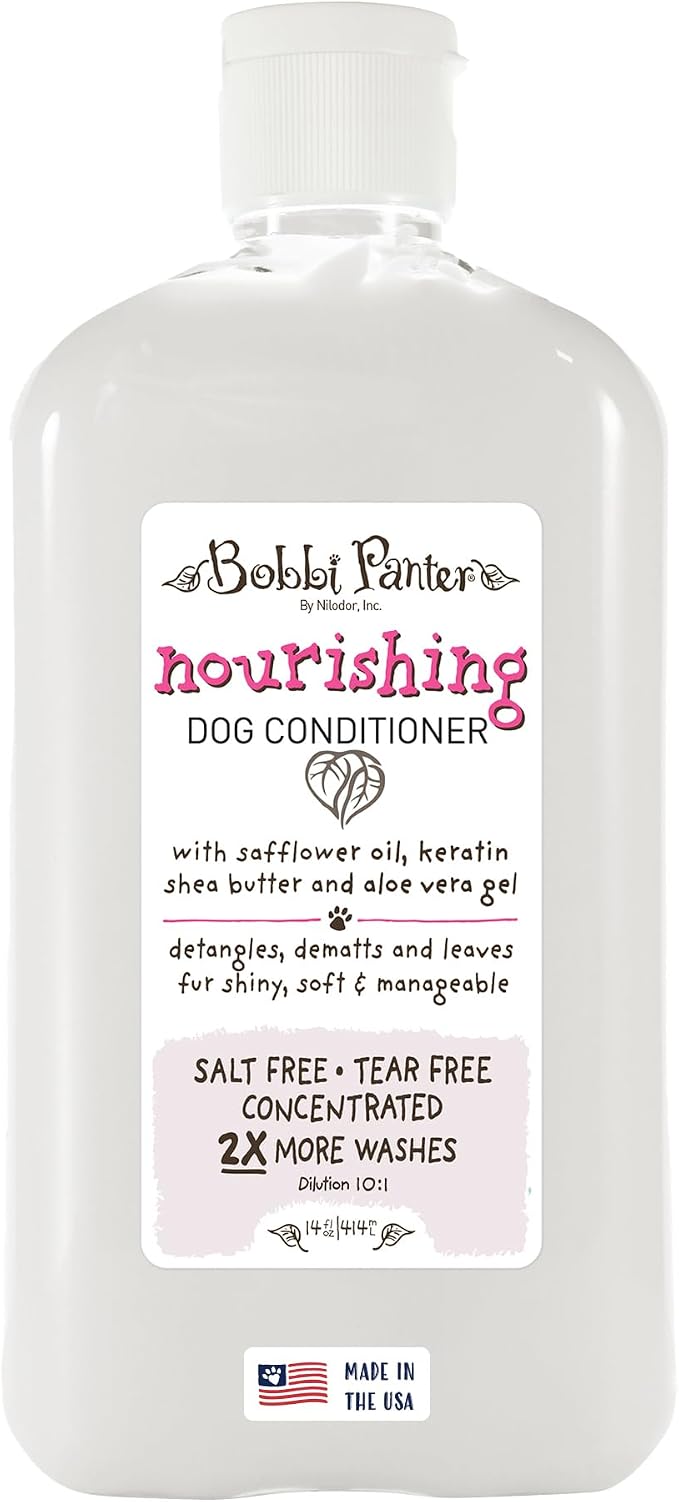 Bobbi Panter Nourishing Dog Conditioner Safflower Oil, Keratin, Shea Butter & Aloe Vera – Detangling Natural Formula for Soft, Smooth & Manageable Coat, 10:1 Concentrate, 14 oz (Case of 12)