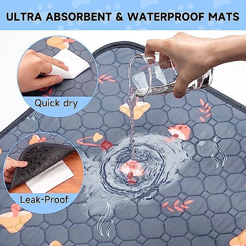 Sunheir Washable Pee Pads for Dogs, 2-Pack Reusable Puppy Pads, Waterproof Non-Slip Wee Wee pad, Absorbent and Leakproof Training Mats for Potty, Crate, Playpen, Bed, Grey 36"x 36"