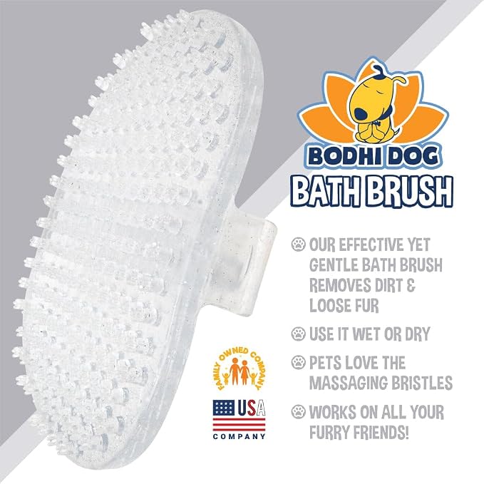 Bodhi Dog Shampoo Brush - Pet Grooming & Bath Supplies for Dogs and Cats - Bath Brush for Long & Short Hair - Premium Scrubber for Shower, Showerhead, Sprayer & Bathing (One Pack, Silver)