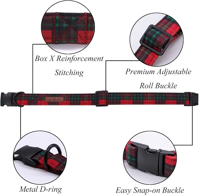 Lionet Paws Christmas Dog Collar with Flower, Soft and Comfortable, Adjustable Collar for X-Large Dogs Girl Gift, Neck 16-26 inches