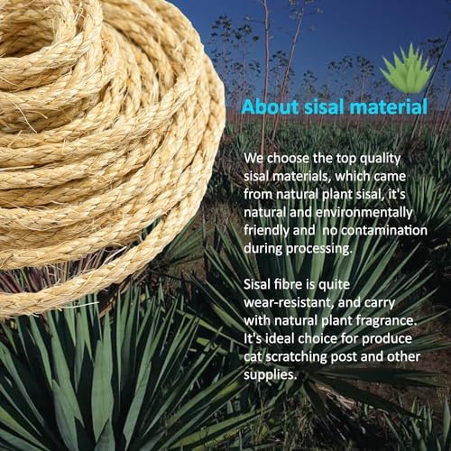 WePet Cat Natural Sisal Rope for Scratching Post Tree Replacement, Hemp Rope for Repairing, Recovering or DIY Scratcher, Natural Color, 50FT
