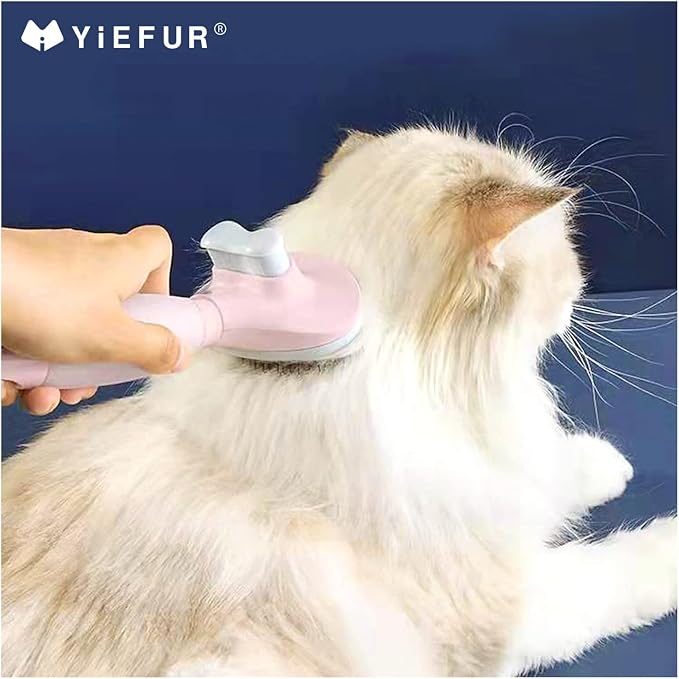 Cat Hair Brush, Soft Silicone Self Cleaning Brush for Short and Long Haired Cats, Pink Pet Grooming Comb, Cat Shedding Brushes | For Indoor Cats,Removes Loose Hair,Reduces Shedding,Soft Rounded Tips,Ergonomic Silicone Handle,Gentle Massage,Easy Grooming