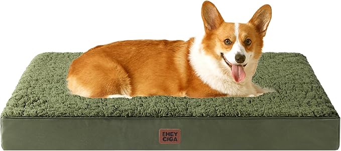 EHEYCIGA Orthopedic Dog Bed Large with Removable Washable Cover, 35x23 | Egg Crate Foam Support, Durable Oxford fabric, Non-Slip Bottom, Machine Washable, Soft Waterproof Plush Pet Bed Mat For Crate