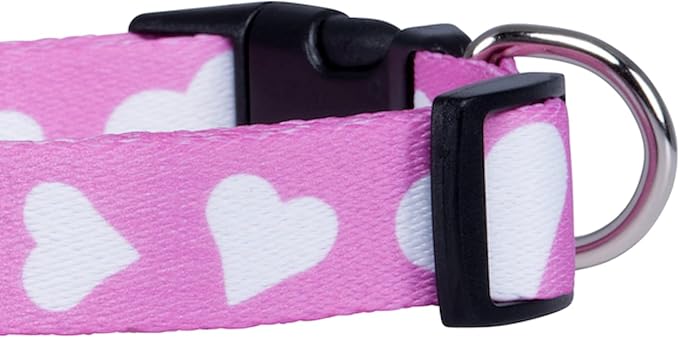 Native Pup Valentine’s Dog Collar- Valentines Day Pet Collars- Valentine Girly Hearts- Pink Red Heart- Cute Boy Girl Puppy Gift- Adjustable for Small, Medium, Large Breeds (Pink Heart, Medium)