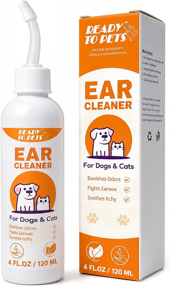 Ear Cleaner – Otic Ear Care Solution for Dogs and Cats, Helps Relieve Itching, Reduce Ear Odor, and Clean Debris – 4 fl oz | Advanced Ear Cleanser Dog Ear Wash Dog Swimmers Ear Drying Solution Pet Gentle