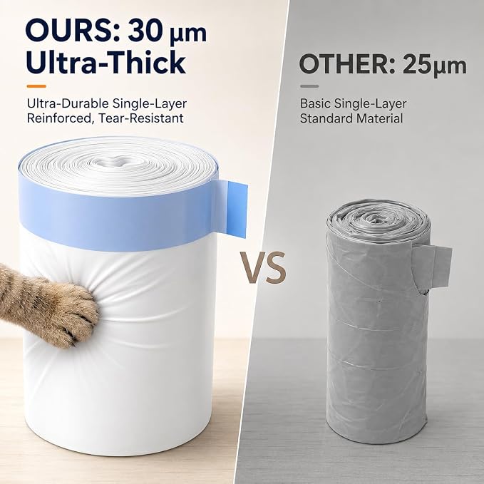 120 Count Automatic Cat Litter Box Liners with Drawstring, Heavy Duty Waste Drawer Bags Compatible with Neakasa M1, CATLINK Open-X & PetPivot AutoScooper 11/12, 27" x 13"
