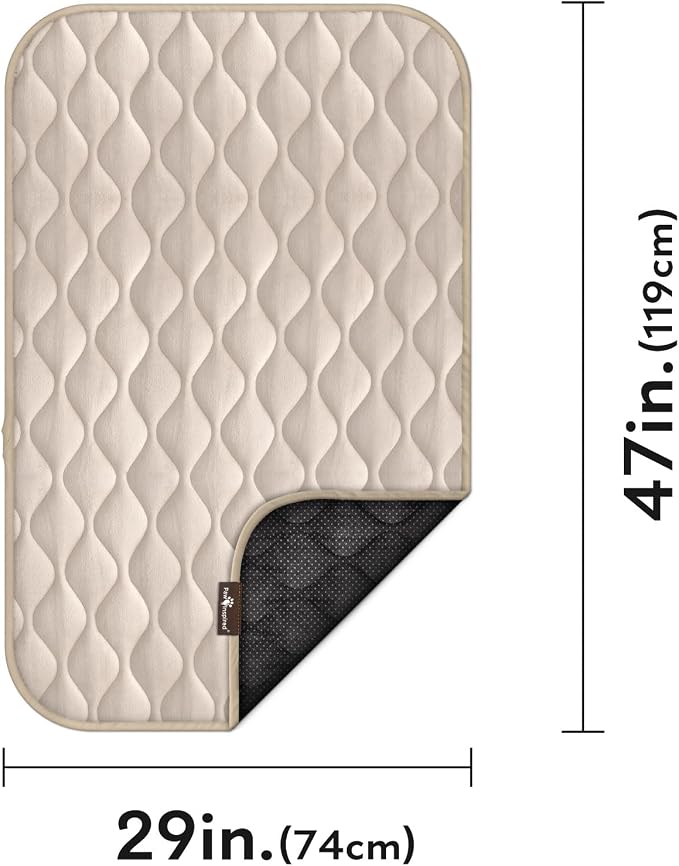 Paw Inspired Washable Padded Crate Mats for Dogs, Beige, 47x29 Inch | Fits 48-inch Kennels, Leakproof, Waterproof Bottom, Plush Dog Pad, Pet Bed