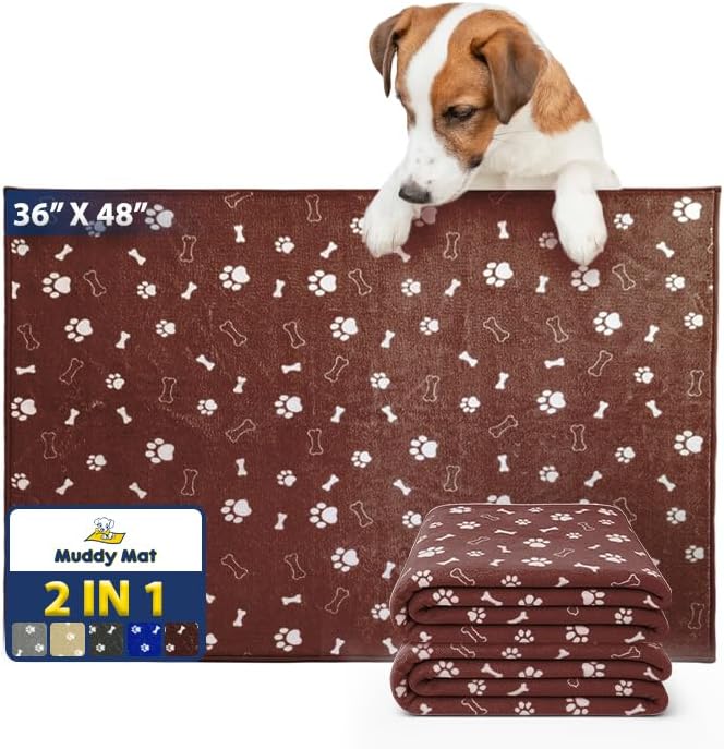 Muddy Mat® Washable Pee Pads for Dogs, Super Absorbent Reusable Puppy Pads–100% Waterproof Pee & Potty Training Pads for Pets, Non-Slip Dog Pads for Crates, Playpens and Floors - 2 Pack, Brown 36"x48"