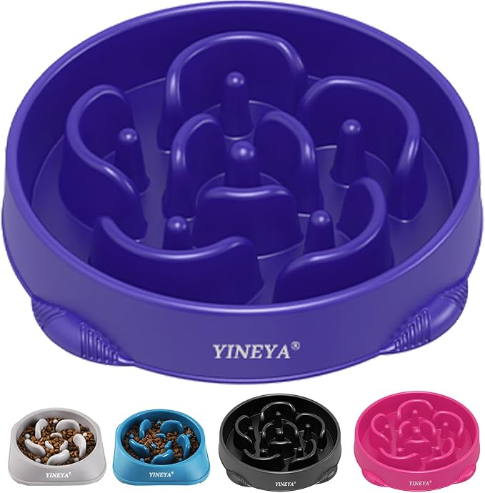 YINEYA 4 Cups Slow Feeder Dog Bowls Large Breed, Anti-Choking Pet Supplies, Maze Dog Food Bowl, Puzzle Feeder That Slow Down Eating