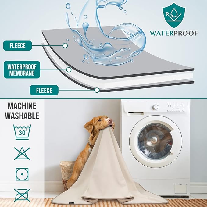 PetAmi Waterproof Dog Blanket for Couch, Pee Proof Reversible Cat Blanket for Sofa Bed Furniture Protector, Soft Fleece Washable Pet Throw for Dogs Cats Puppies Kittens, 40x60 Taupe Beige