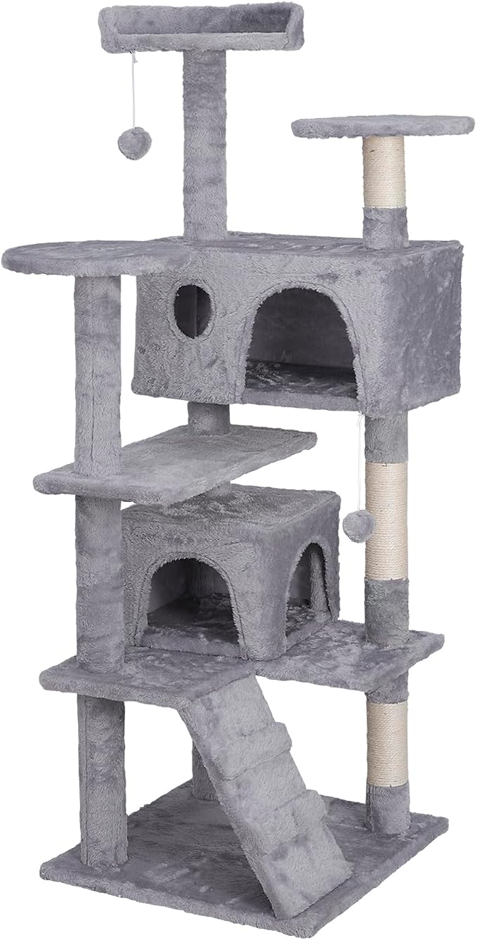 54 in Cat Tree Tower for Indoor Cats Multi-Level Cat Condo Cat Bed Furniture with Scratching Post Kittens Activity Center
