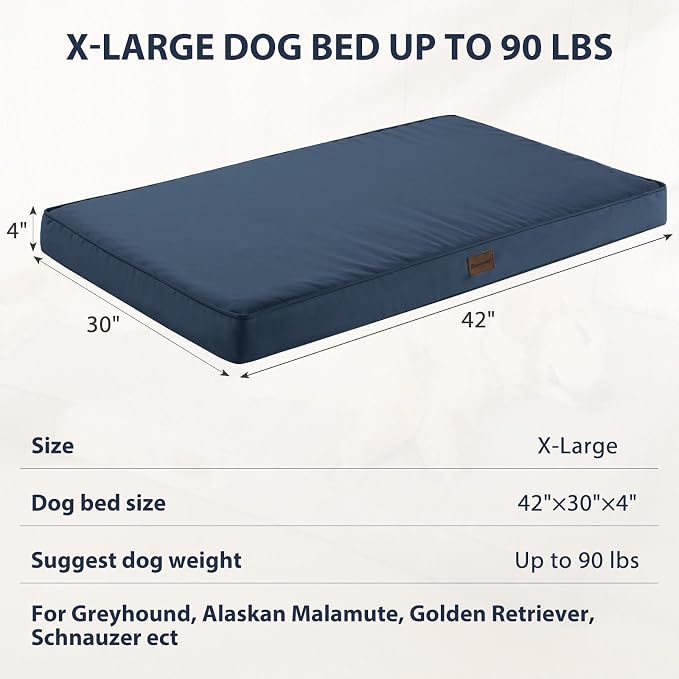 BFPETHOME Outdoor Waterproof Dog Bed for Large Dogs, Washable Cover, 42" | Outdoor & Indoor Use, Waterproof, For Medium, Large, Extra Large Dogs, Orthopedic, Egg Crate Foam, Up to 90 lbs