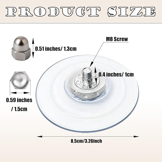 Cat Window Perch Suction Cup Replacement Accessories Clear Strong Suction Cup with Stainless Steel Screw Nuts, Set of 4 (Clear Silver)