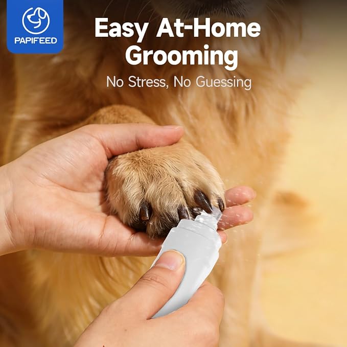 PAPIFEED Dog Nail Grinder with LED Light, Ultra Quiet 3-Speed Electric Nail File for Small Medium Large Dogs & Cats, Rechargeable Pet Nail Grinder with Trimmer (White)