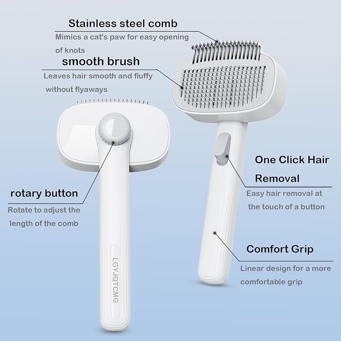 2-in-1 Pet Deshedding Brush Cat Dematting Comb for Dog and Cat Hair Removal Supplies for Shedding Long & Short Hair Massage Grooming Tools Easy to Remove Loose Undercoat,Matted Fur & Tangles