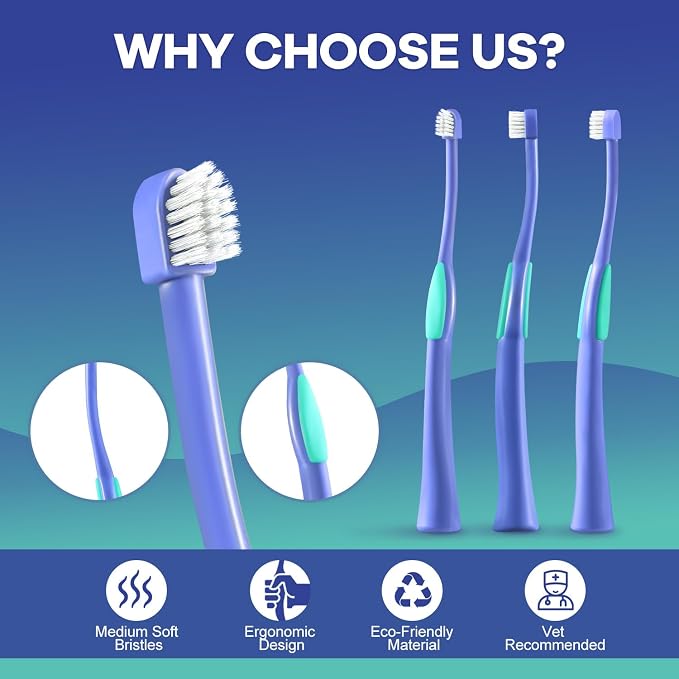 Deep-Clean Pet Toothbrush for Cats & Small Dogs, 20° Grip | Medium-Soft Care. Better Plaque Lift. Hygienic Standing Base. Secure 20° Grip. Daily Brushing Comfort.