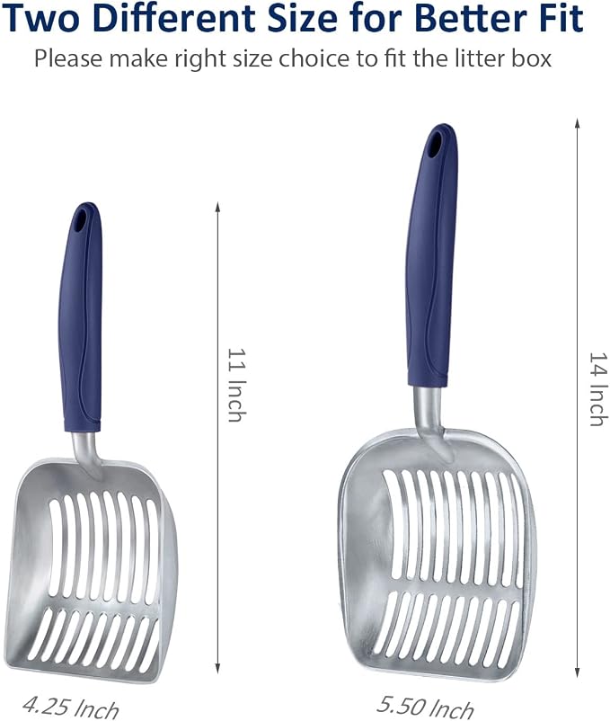 WePet Cat Litter Scoop, Aluminum Alloy Sifter, Kitty Metal Scooper, Deep Shovel, Long Handle, Poop Sifting, Kitten Pooper Lifter, Durable, Heavy Duty, for Litter Box