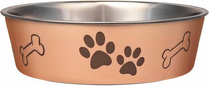 Loving Pets Bella Dog Bowls- Stainless Steel Dog & Cat Bowls - Spill Proof Dog Food Bowl, Cat Bowl, Puppy Essentials & Pet Supplies Great for Home & Travel (Medium 20-35 lbs, Champagne)