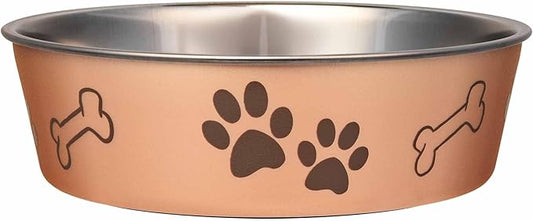 Loving Pets Bella Dog Bowls- Stainless Steel Dog & Cat Bowls - Spill Proof Dog Food Bowl, Cat Bowl, Puppy Essentials & Pet Supplies Great for Home & Travel (Medium 20-35 lbs, Champagne)