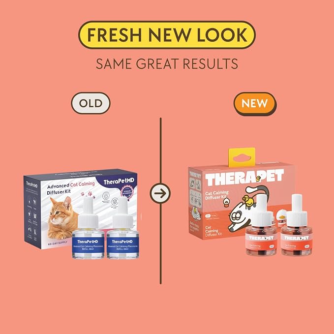 TherapetMD Cat Calming Diffuser Refill Kit (2-Pack, 60-Day Supply) – Cat Pheromone Refill for Stress, Pee Spraying, Fighting, Aggression, Meowing & Scratching – Use with TheraPet MD Diffuser