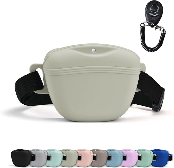 AUDWUD Magnetic Dog Treat Pouch with Adjustable Belt for All Waist Sizes | Hands free design with adjustable strap 31"-49.5",Magnetic spill-proof seal is perfect for active,flexible training