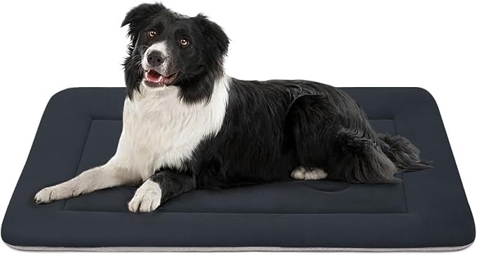 Dog Bed Soft Dog Crate Pad Mat for Medium/Large Dogs, 36 in Non-Slip Bottom Washable Dog Sleeping Mattress Pet Beds Cat Bed Kennel Pad, Dark Blue Gray