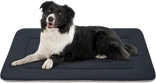 Dog Bed Soft Dog Crate Pad Mat for Medium/Large Dogs, 36 in Non-Slip Bottom Washable Dog Sleeping Mattress Pet Beds Cat Bed Kennel Pad, Dark Blue Gray