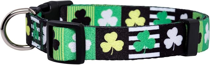 Native Pup St Patricks Dog Collar- Saint Patrick Green Shamrock Pet Collars- St. Patrick’s Lucky Irish- Cute Boy Girl Puppy Gift- Adjustable for Small, Medium, Large Breeds (Patterned Shamrock, Small)