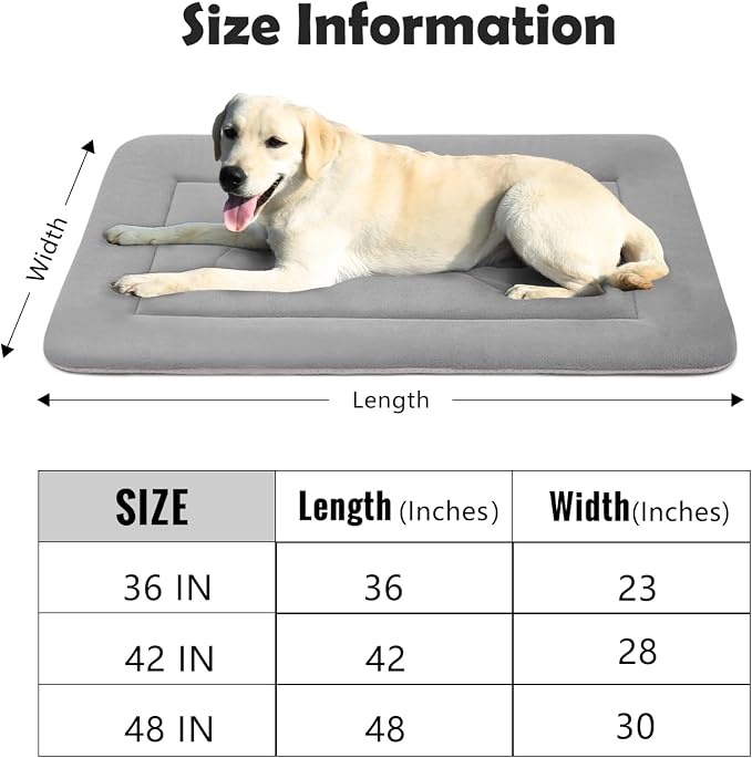 Dog Bed, 36 in Non-Slip Mattress, Soft Fleece Plush Material, Washable, for Medium/Large Dogs, Cat Bed Kennel Pad, Clay Gray