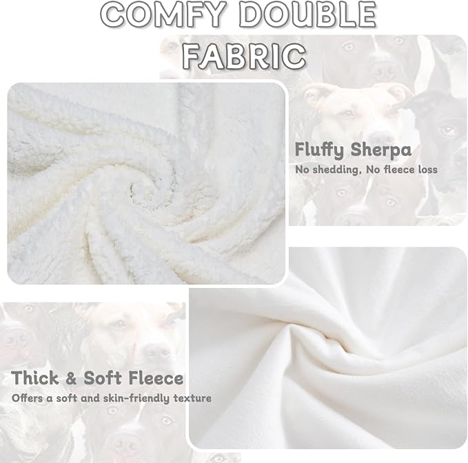 BlessLiving Pitbull Blanket and Throws for Adults - Fuzzy Dog Blanket, Cute Pit Bull Sherpa Fleece Throw (60" x 80")