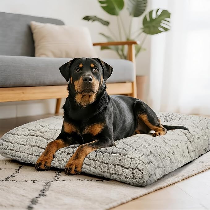 Dog Bed Crate Pad - Soft Fluffy Pet Cushion Mat Anti-Slip Comfy Kennel Pad for Crates