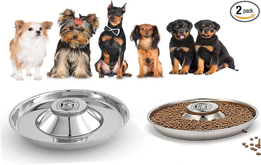 Puppy Bowls for Litter, 2 Puppy Food Bowl, Stainless Steel Puppy Feeding Bowls, Puppy Mush Bowl,11.5'', Food Feeding Puppy Weaning Bowl for Small Medium Large Pets, Puppy Feeder Bowl, Puppy Saucer