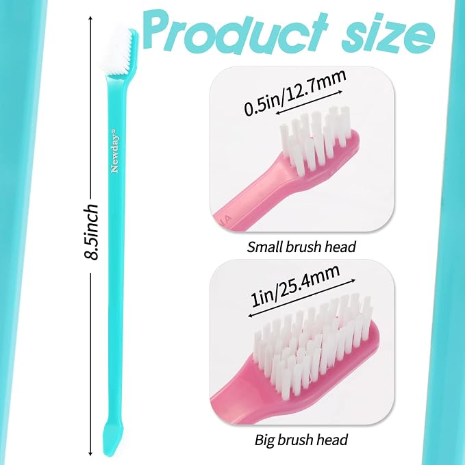 Newday 50 Pack Dual Ended Long Dog & Cat Toothbrush, Pet Safe Super Soft Bristles for Pet Dog Puppy Kitten Dental & Oral Care Teeth & Gums, Pet toothbrushes in Box, Bulk Individual polybag (Colorful)
