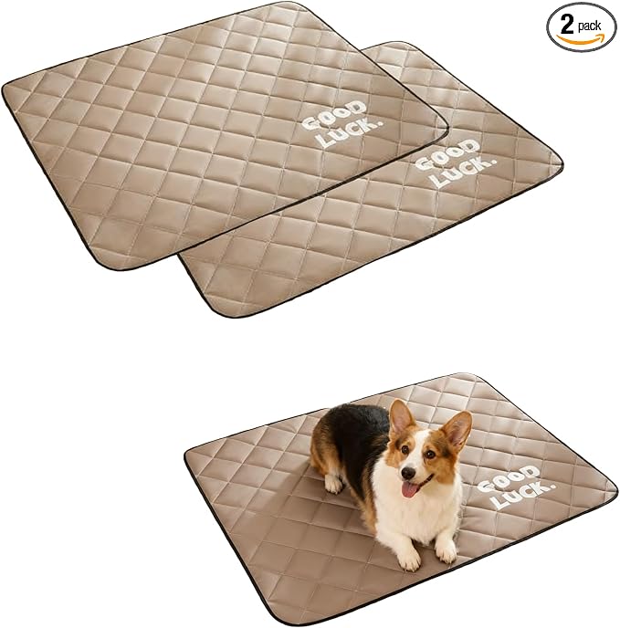 Dog Crate Pad 2-Pack, 24x18 Inch Waterproof Dog Crate Mat with Non-Slip Bottom, Durable Kennel Pad for Dogs, Washable Pet Bed Mat for Cage, Crate & Car
