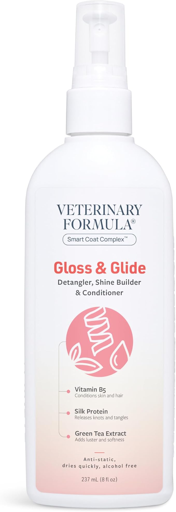 Veterinary Formula Smart Coat Complex Gloss & Glide Detangler, 8 fl oz | Silk protein and antioxidants, leaves matted hair smooth and shiny