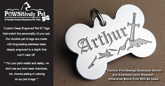 DEEP Engraved Premium Dog & Cat ID Tag – Personalized, Stainless Steel, Long-Lasting Durability - Star 1-1/4"x1-1/4 (2-Side Engraving)