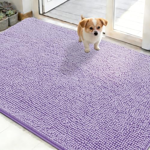 OLANLY Dog Door Mat for Muddy Paws 48x30, Super Absorbent Chenille Mud Mat