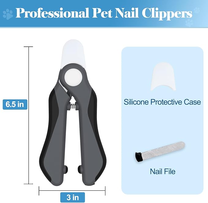 Swihauk Heavy Duty Dog Nail Clippers and Trimmers, Professional Pet Nail Clippers with Nail File for Dogs Cats Small Animal, Claw Clippers with Safety Guard to Prevent Over-Cutting, Gray