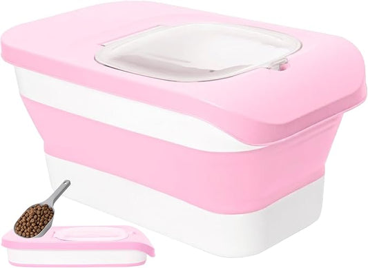 10-13Lbs Airtight Dog Food Storage Container,Collapsible Pet Food Storage | Dog Food Container with Double Airtight Seal,Cat Food Container Dry Food Fresh,Space Saving,Pest/Mouse-proof,Scoop