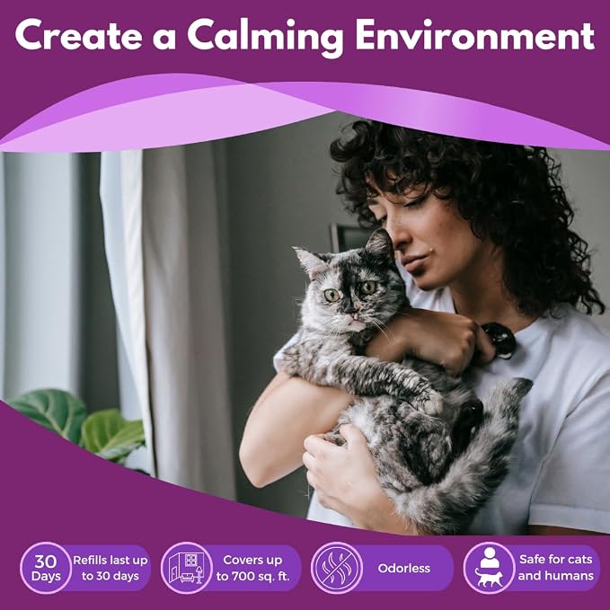 (Compatible with All Common Diffuser Heads) Cat Pheromone Diffuser Refill - 4 Pack Pheromones Refills - 4 Months Supply - Only Refills No Diffuser Head Included