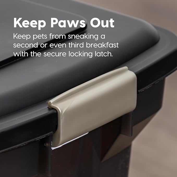 IRIS USA Dog Food Storage Container, Up to 58 lbs, Smoke Black, Made in USA | Wheels for Mobility, Airtight Seal, BPA-Free, Best for Bird Seed, Cat food, Cat Litter, Chicken Feed, Pellets
