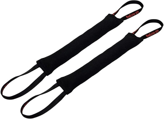 Redline K9 Bundle of 2 French Linen Dog Tug Toys (3" x 10") 2 Handles (Black)
