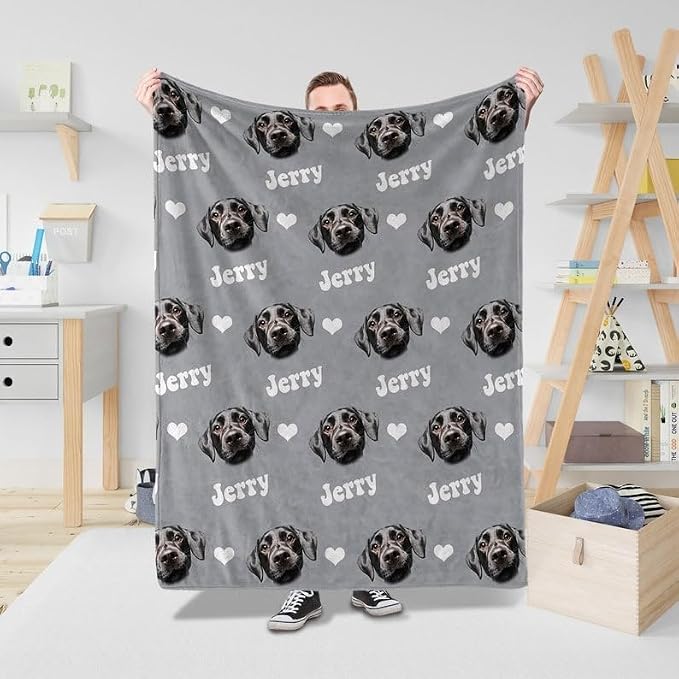 Pamaheart Custom Dog Face Blankets, Personalized Pet Photo Blanket, Fleece Dog Blankets, Customized Photo Throws, Dogs Dad Gifts, Pet Lover Gifts, Memorial Gift /10