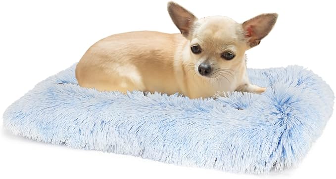nononfish Dog Crate Bed for Small Dogs Washable Orthopedic Flat for Inside Crate Cages Kennel House Sofa Plush Comfy Sleeping,Gradient Blue 22in