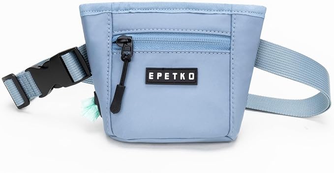 Dog Treat Pouch, Powerful Magnet Closure Device Dog Training Treat Bag Large Capacity Pet Treat Pouch with Poop Bag Dispenser Treat Bag for Dog Training with Metal Waistband Clip (Light Blue)