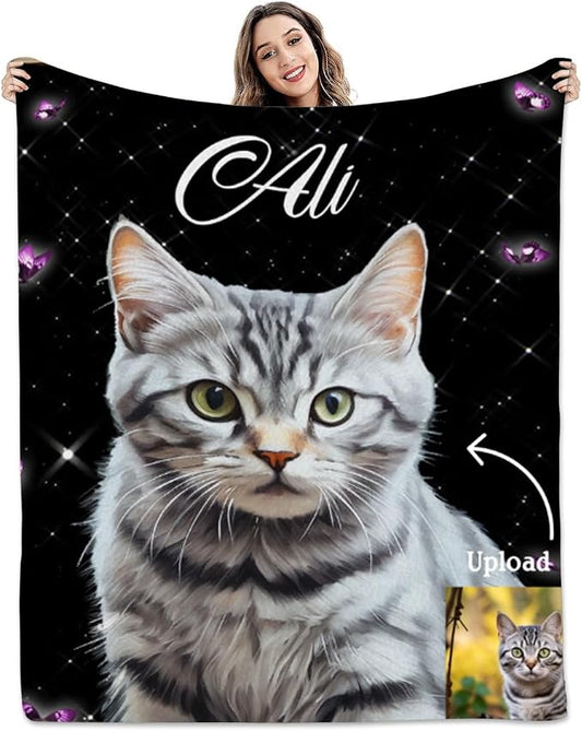 Pamaheart Custom Dog Face Blankets, Personalized Pet Photo Blanket, Fleece Dog Blankets, Customized Photo Throws, Dogs Dad Gifts, Pet Lover Gifts, Memorial Gift /19