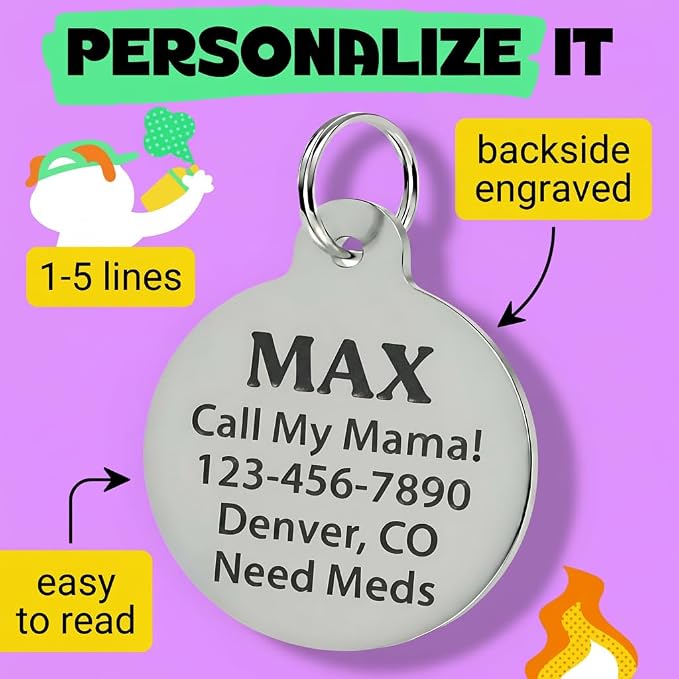 Bad Tags Personalized Dog and Cat ID Tags in 25+ Designs and 2 Sizes - 5 Lines of Custom Engraved Text - Funny Cute Personalized Pet Tags (Fast As F*ck, Small (1 inch))