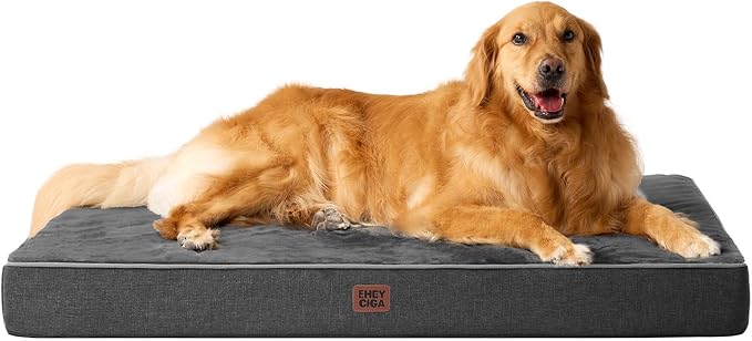 EHEYCIGA XL Orthopedic Dog Crate Bed Washable, 41x27Inch, Dark Grey | High Density Egg Crate Foam, Waterproof Liner, Removable Easy Clean Cover, Non-Slip Bottom, Fits Crate, Floor and Sofa