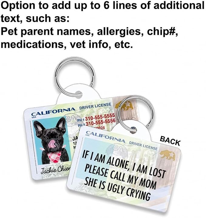 California Driver License Custom Dog Tag for Pets and Wallet Card - Personalized Pet ID Tags - Dog Tags for Dogs - Dog ID Tag - Personalized Dog ID Tags - Cat ID Tags - Pet ID Tags for Cats